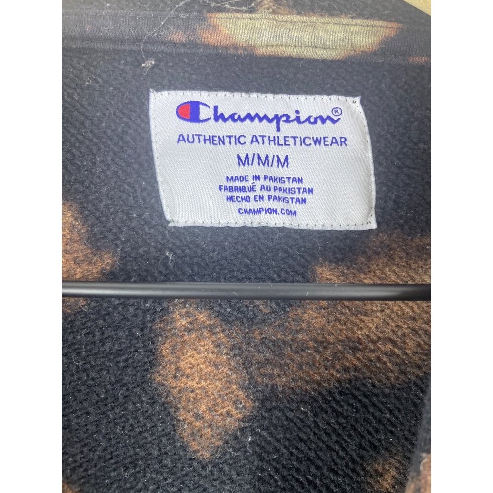 Champion Men's Medium Splotch Tie Dye Black & Tan Pullover Hoodie Sweatshirt - Picture 3 of 4
